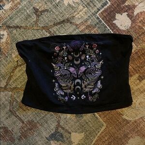 Black Tube Top with Mystical Design